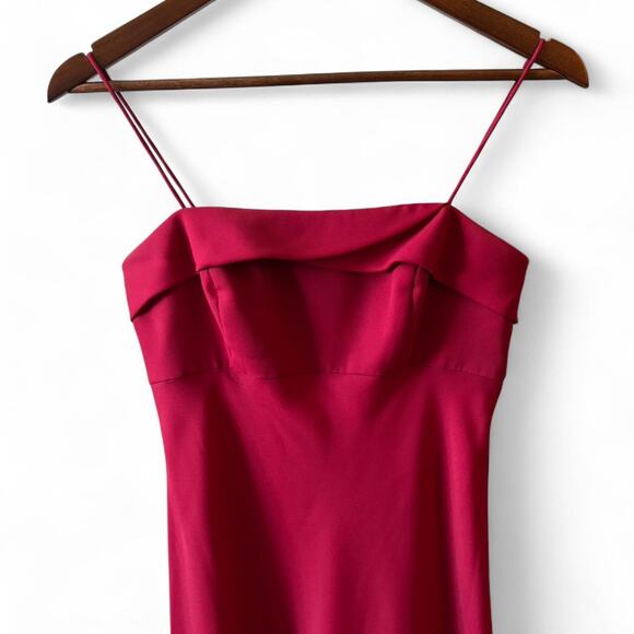 Michaelangelo Red Satin Spaghetti Strap Formal Gown Size 4 Long Evening Dress - Picture 3 of 8